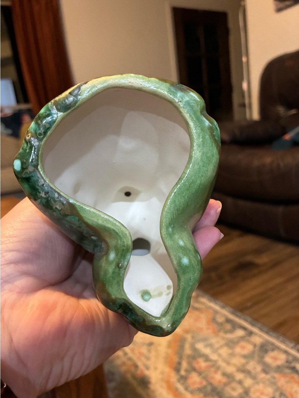 Vintage Green Ceramic Peacock Pair with Turquoise Speckle - Picture 9 of 9